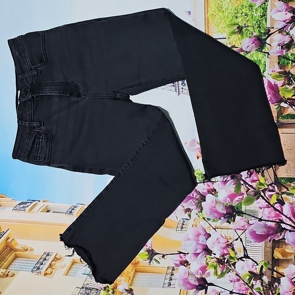 Frame Le Crop Mini Bootcut Black Denim Raw Hem Jeans Size 25 - Picture 1 of 6